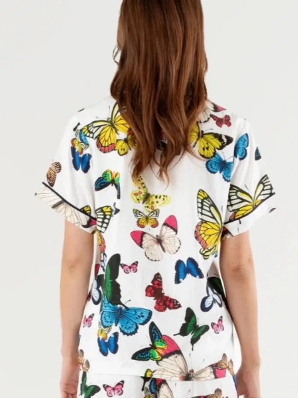 Katie Kime Mariposa Butterfly Top White & Rainbow Large Cotton Whimsical Garden